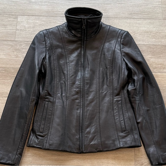 Black Genuine Leather Vintage Jacket - Picture 3 of 16